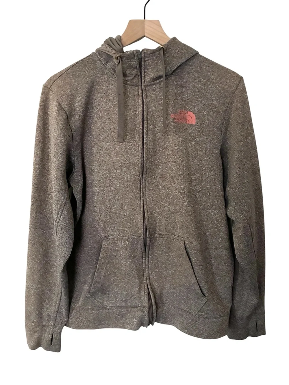 The North Face Heathered Light Brown Zip-Up Hoodie